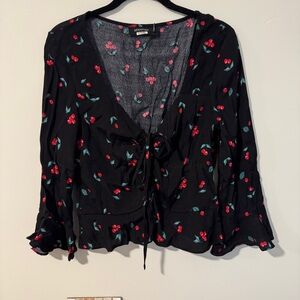 MINKPINK Blouse Flowy Sleeve Cherry Print